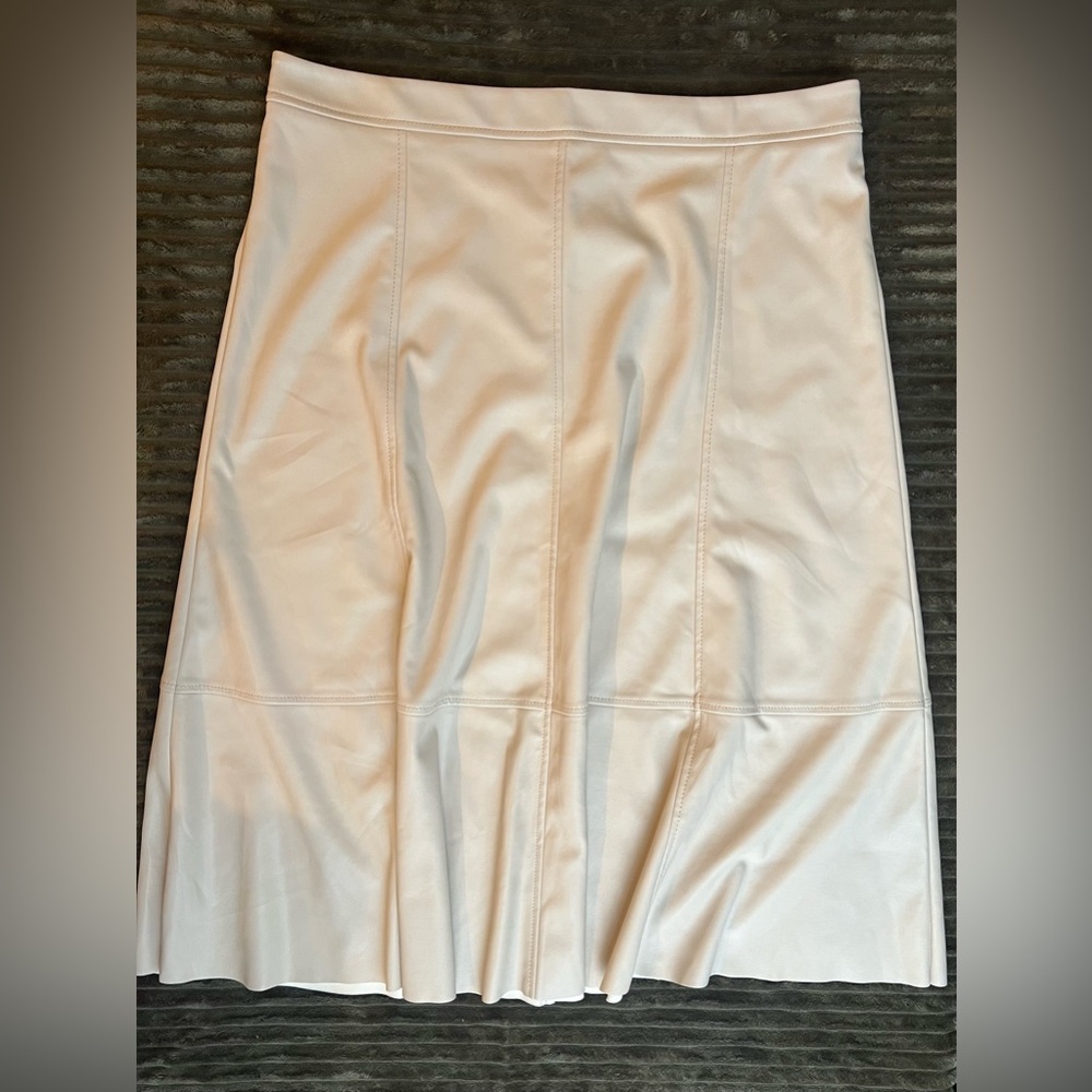 Banana Republic Cream Vegan Leather MIDI Skirt(sku#12)